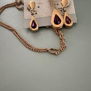 Elegant Gold and Purple Teardrop Jewelry Set